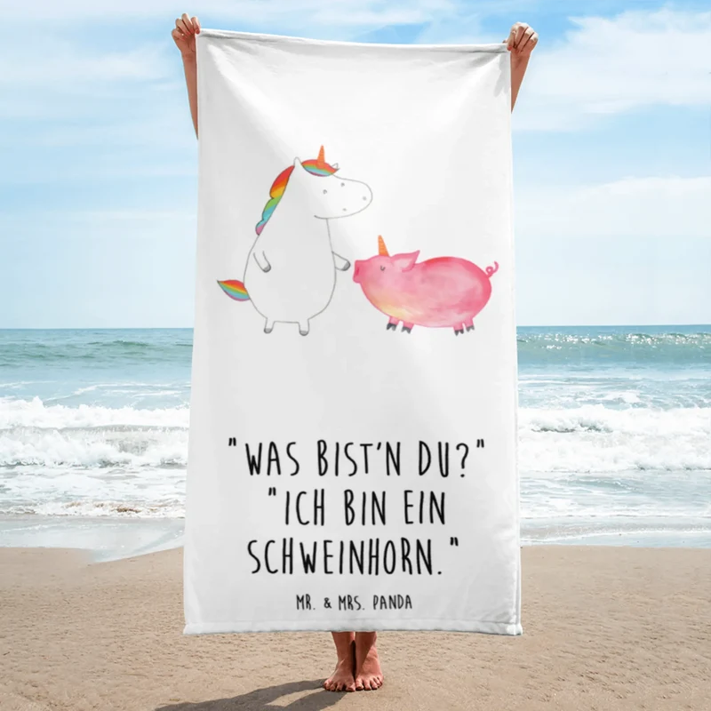 XL Badehandtuch Einhorn Schwein