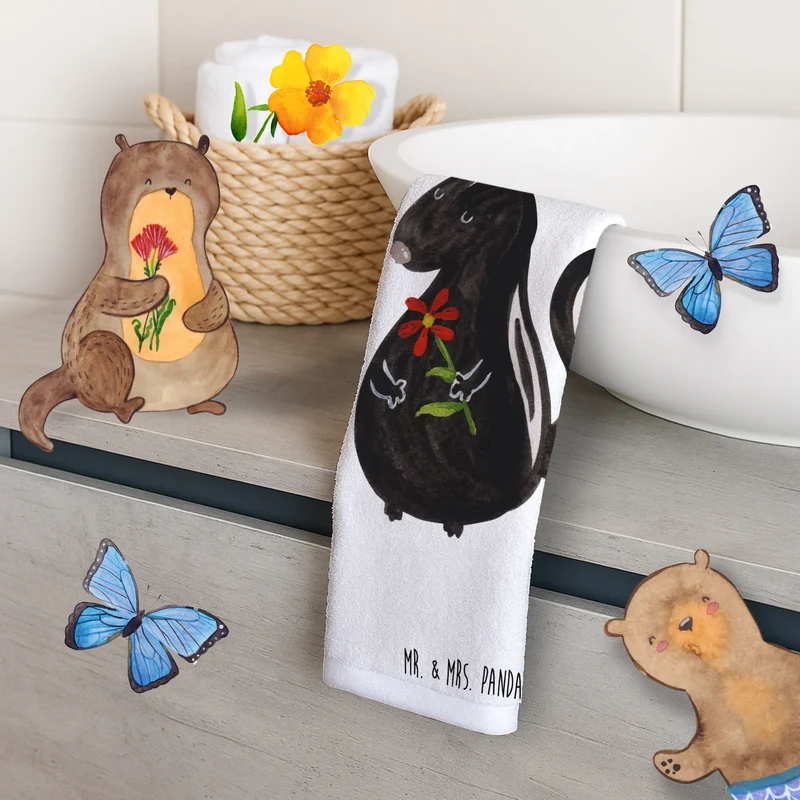 Gästehandtuch Stinktier Blume