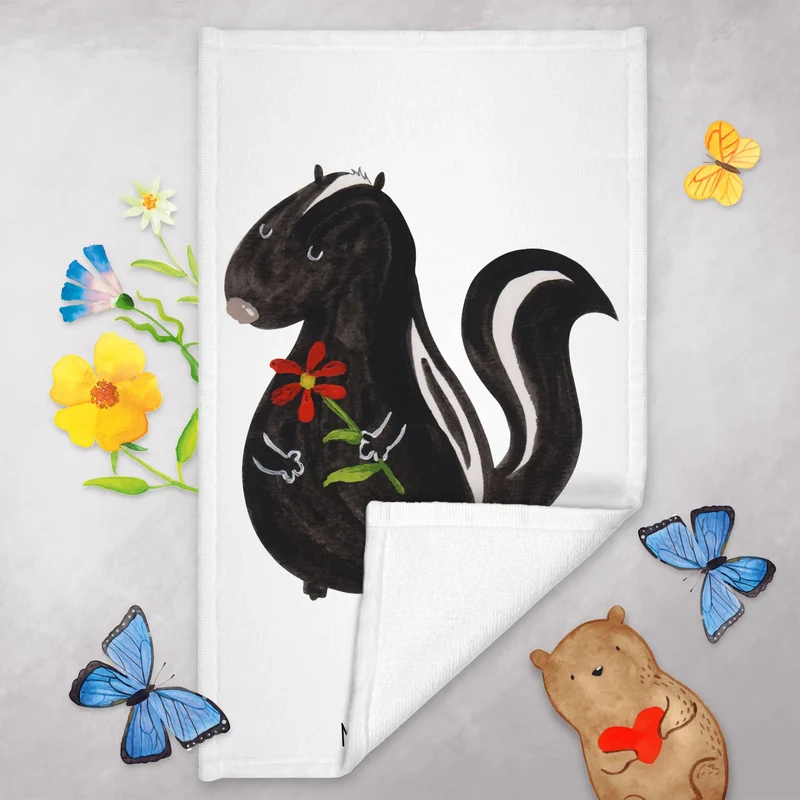 Gästehandtuch Stinktier Blume