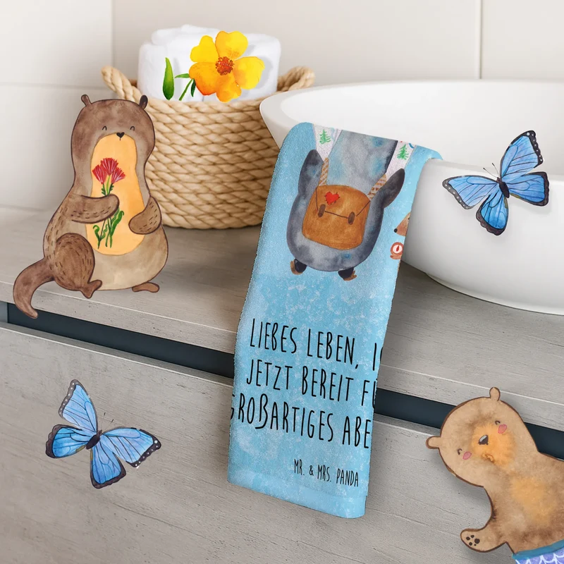 Gästehandtuch Pinguin & Maus Wanderer