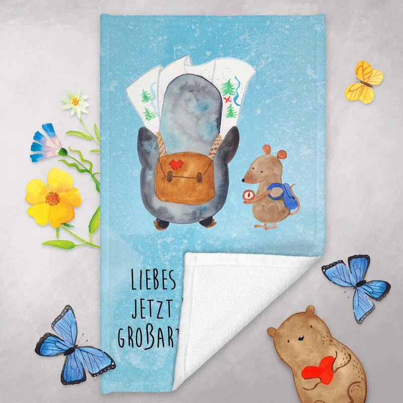 Gästehandtuch Pinguin & Maus Wanderer