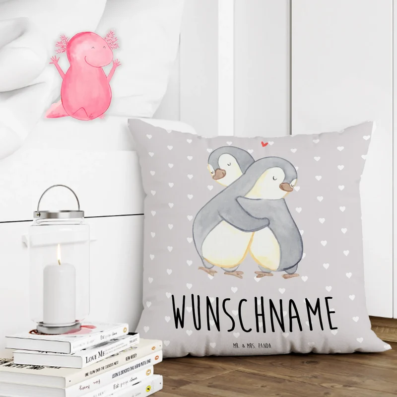 Personalisiertes Kissen Pinguine Kuscheln