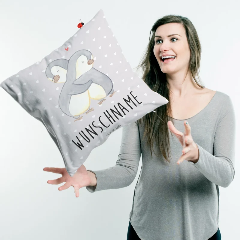 Personalisiertes Kissen Pinguine Kuscheln