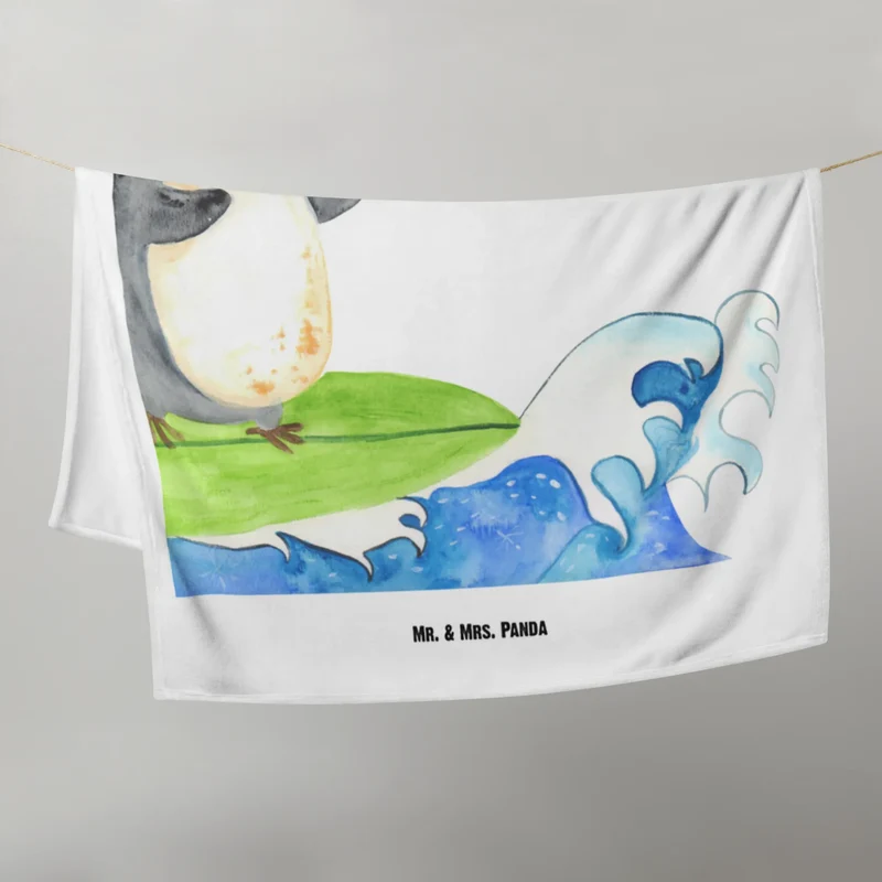 Babydecke Pinguin Surfer