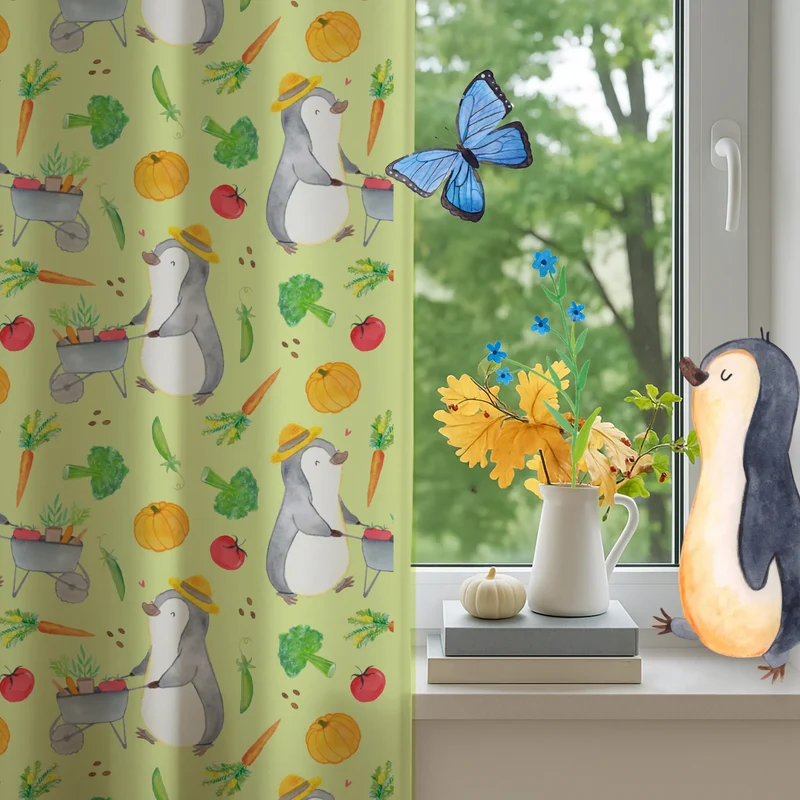 Vorhang Pinguin Gartenarbeit Muster