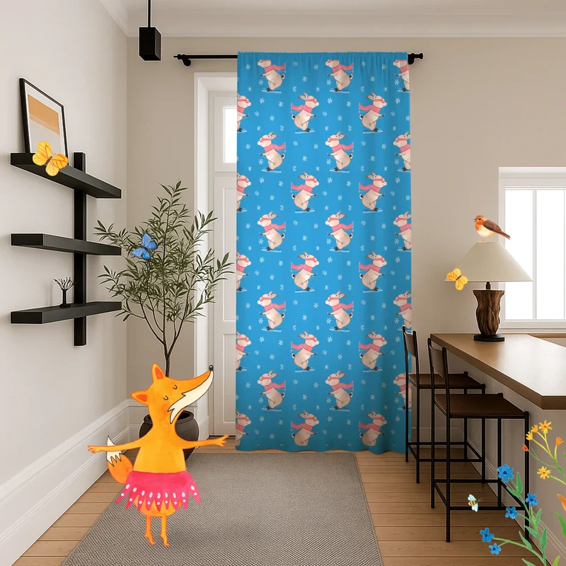 Vorhang Hase Skifahren Muster