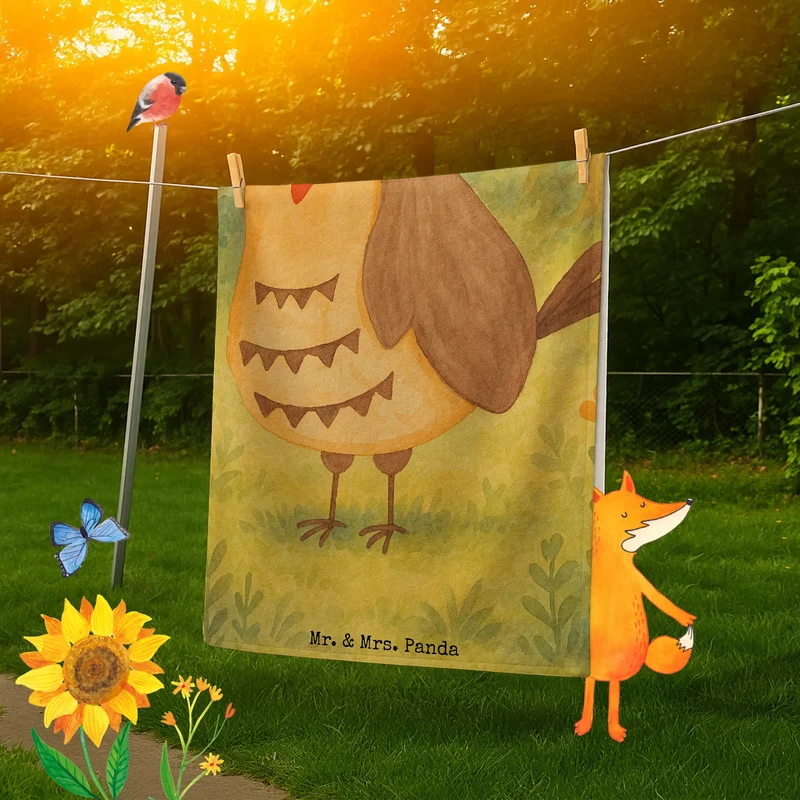 Badehandtuch Eule Zufrieden Design
