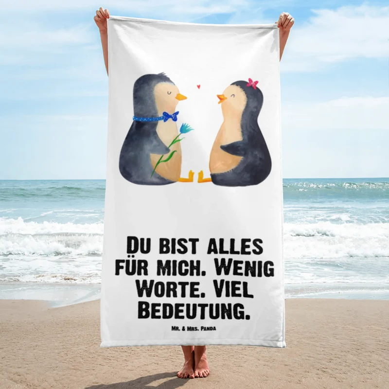 XL Badehandtuch Pinguin Pärchen