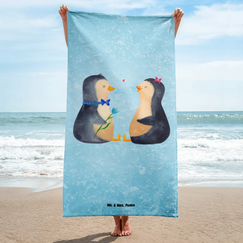 XL Badehandtuch Pinguin Pärchen