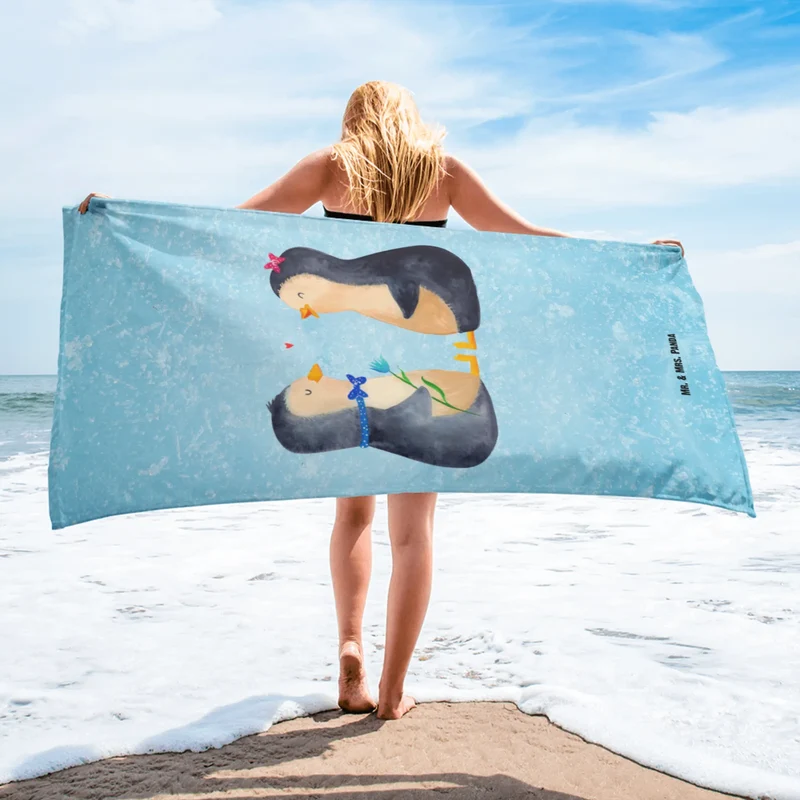 XL Badehandtuch Pinguin Pärchen