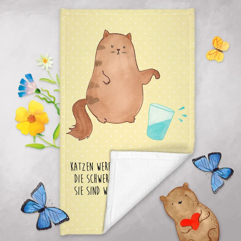 Gästehandtuch Katze Wasserglas
