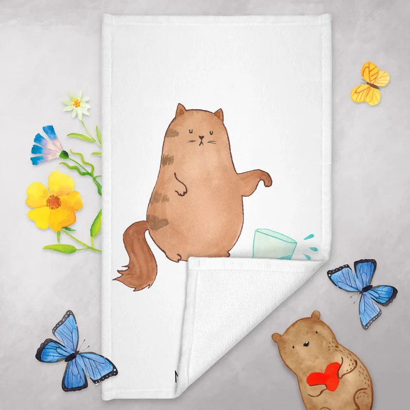 Gästehandtuch Katze Wasserglas