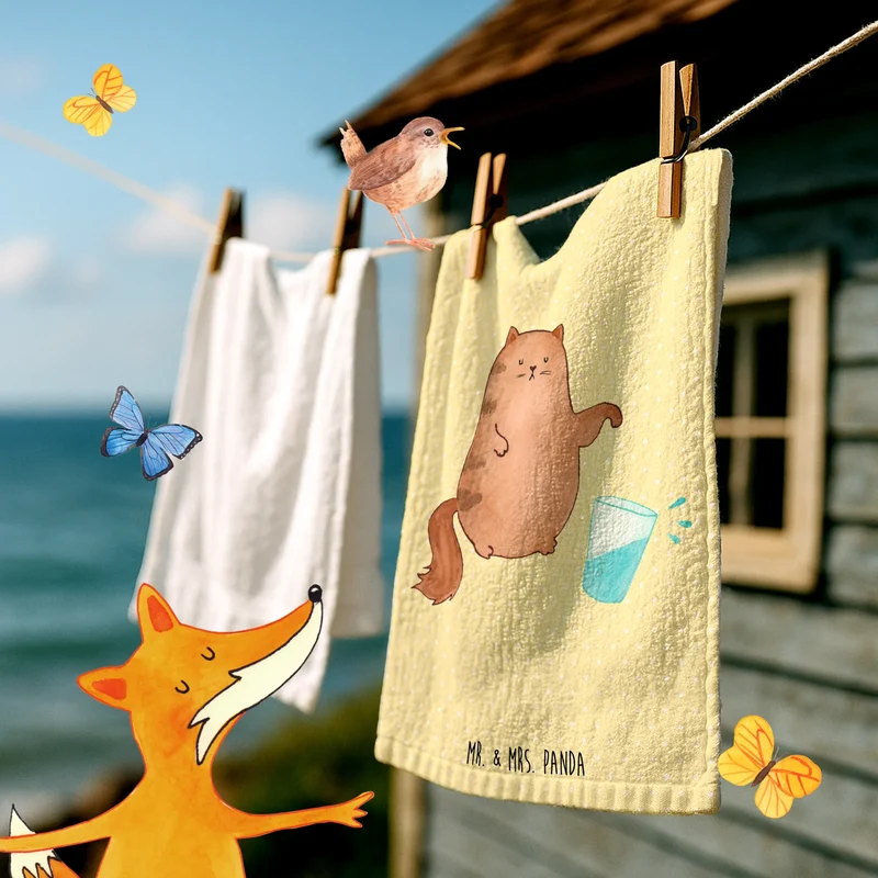 Gästehandtuch Katze Wasserglas