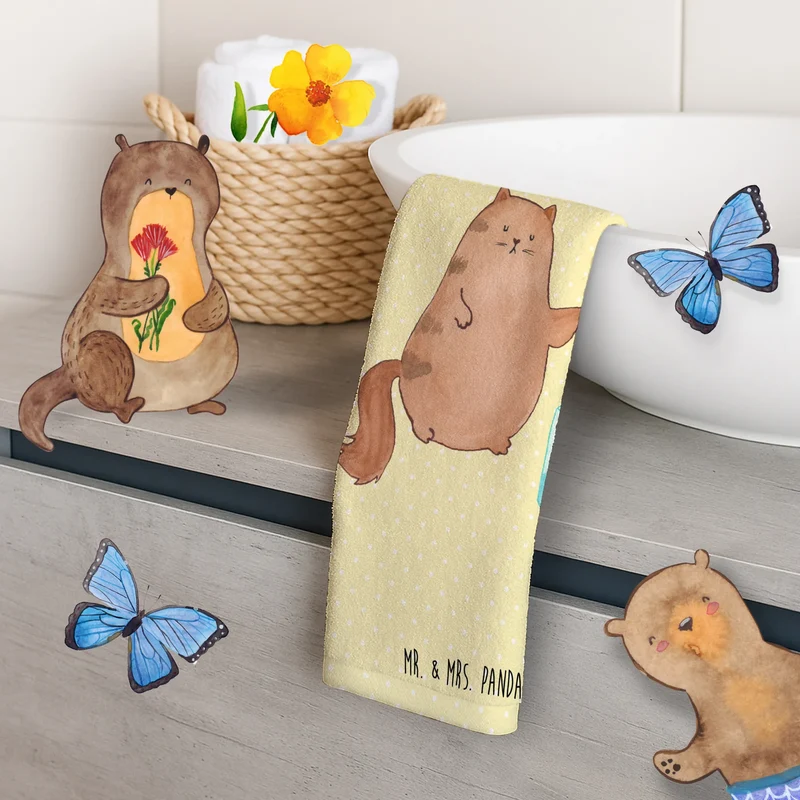 Gästehandtuch Katze Wasserglas