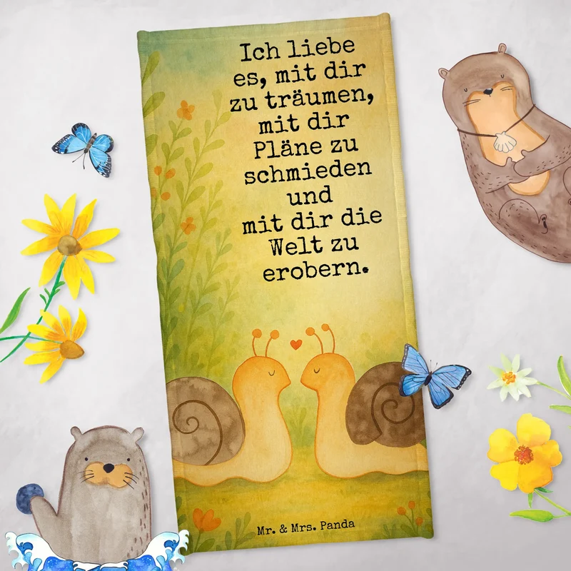 Badehandtuch Schnecken Liebe Design