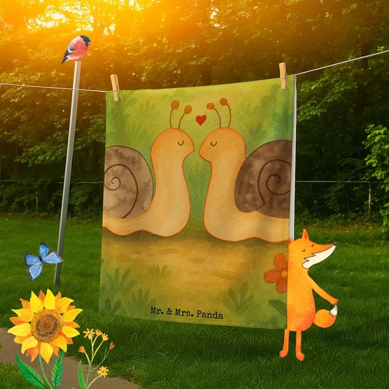 Badehandtuch Schnecken Liebe Design