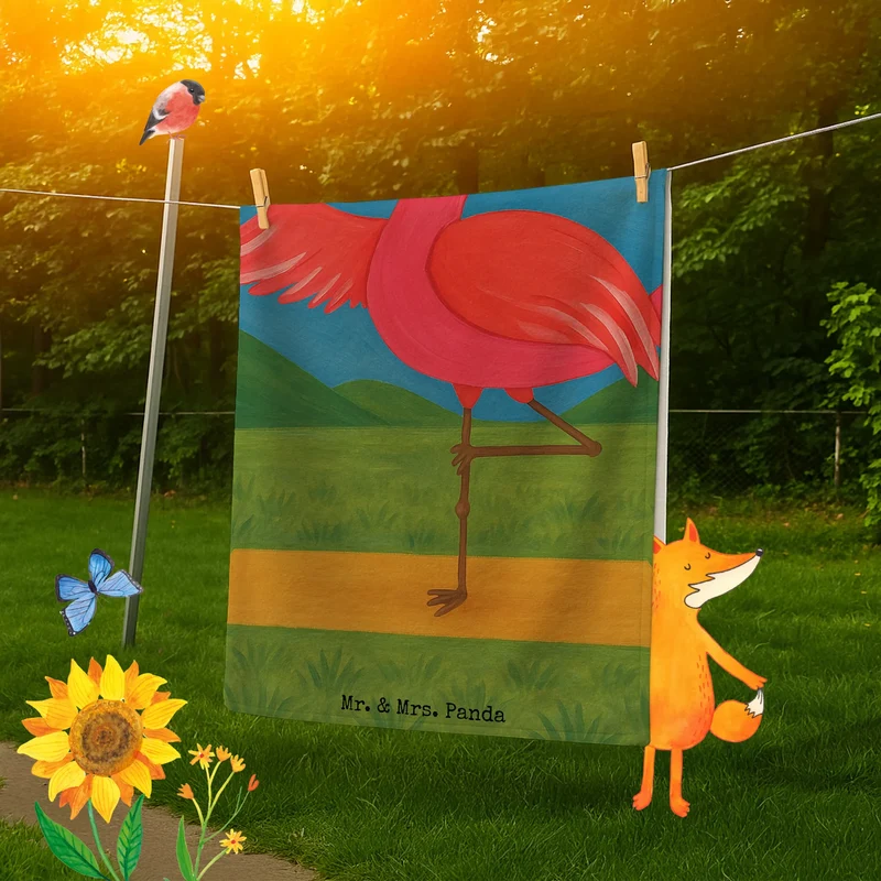 Badehandtuch Flamingo Yoga Design
