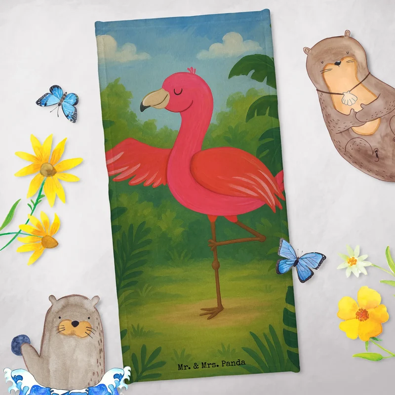 Badehandtuch Flamingo Yoga Design