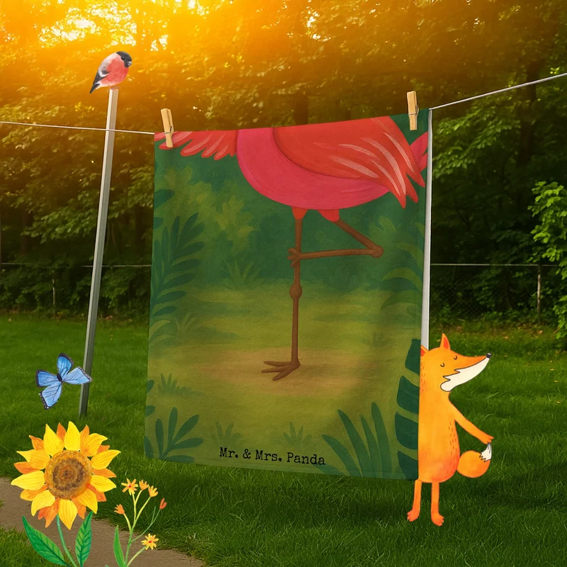 Badehandtuch Flamingo Yoga Design