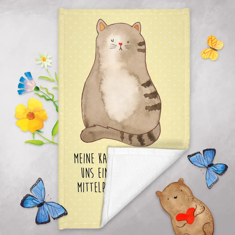 Gästehandtuch Katze Sitzen