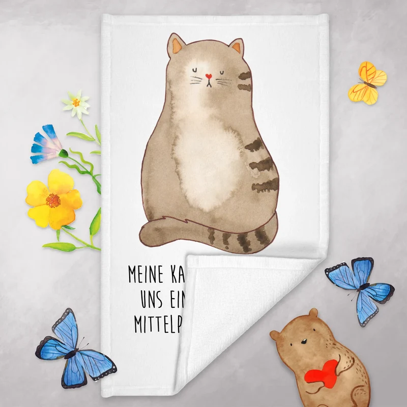 Gästehandtuch Katze Sitzen