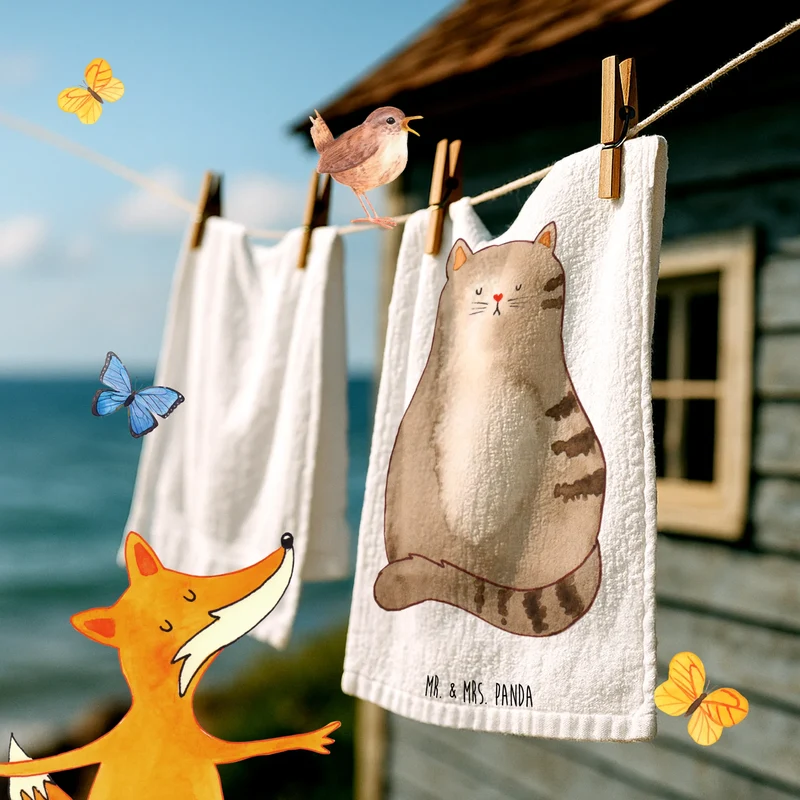 Gästehandtuch Katze Sitzen