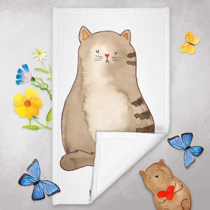 Gästehandtuch Katze Sitzen