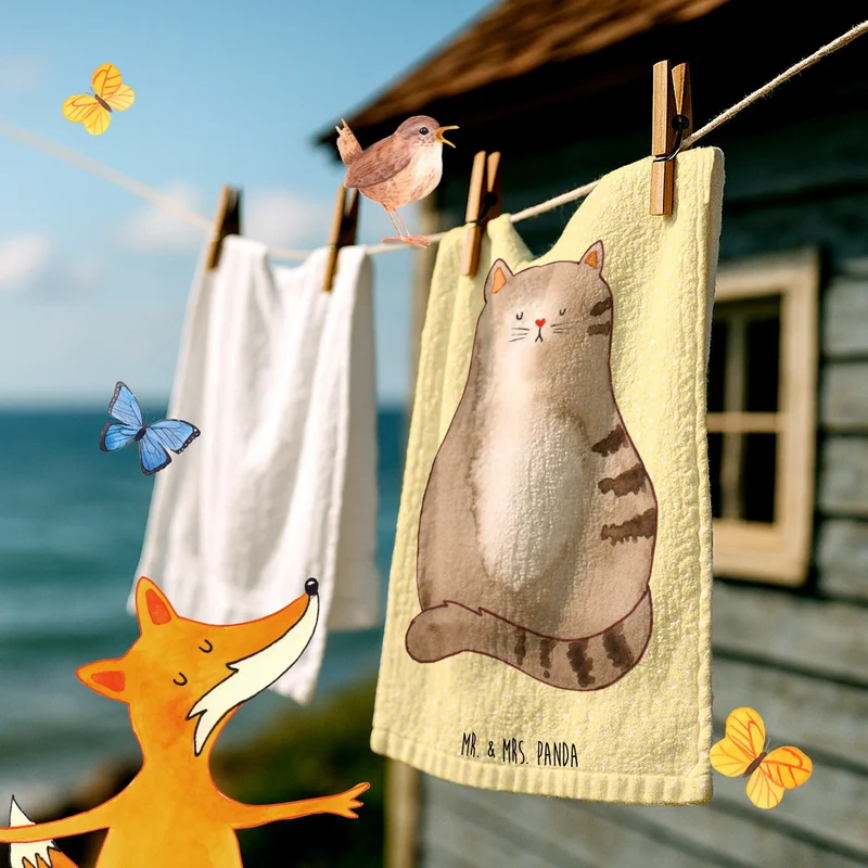 Gästehandtuch Katze Sitzen
