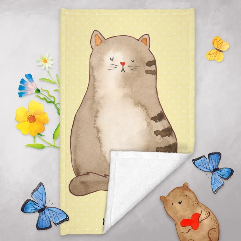 Gästehandtuch Katze Sitzen