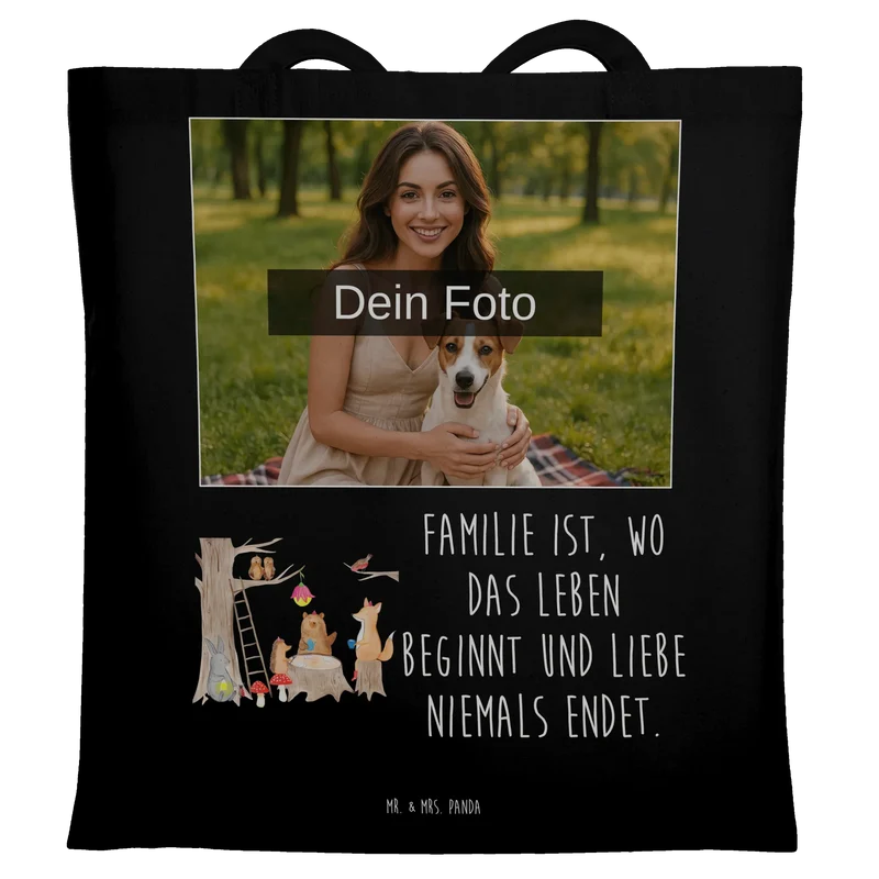 Personalisierte Foto Tragetasche Waldtiere Picknick