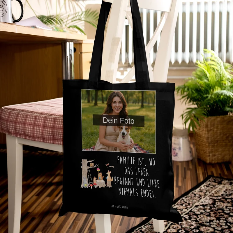 Personalisierte Foto Tragetasche Waldtiere Picknick