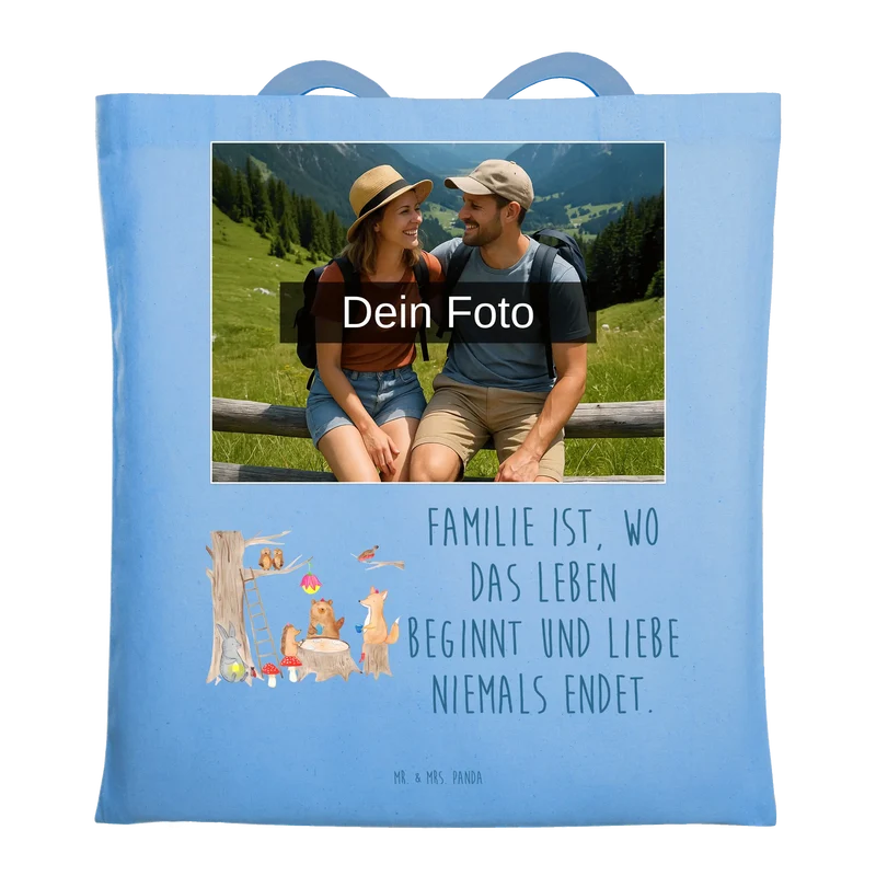 Personalisierte Foto Tragetasche Waldtiere Picknick