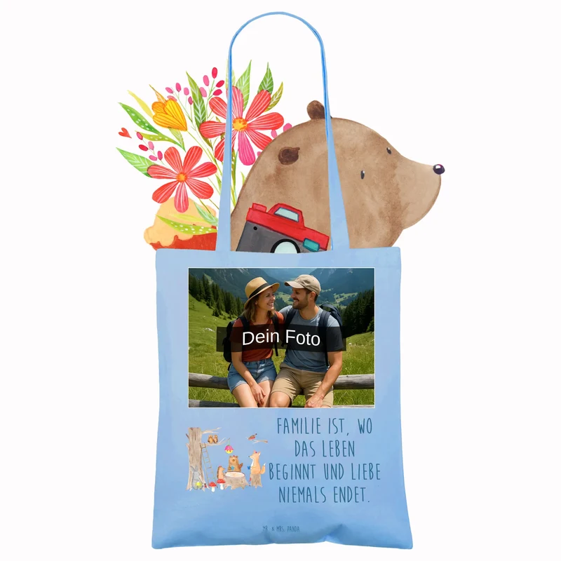 Personalisierte Foto Tragetasche Waldtiere Picknick