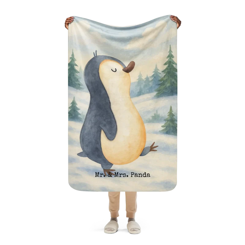 Sherpa Kuscheldecke Pinguin marschieren Design