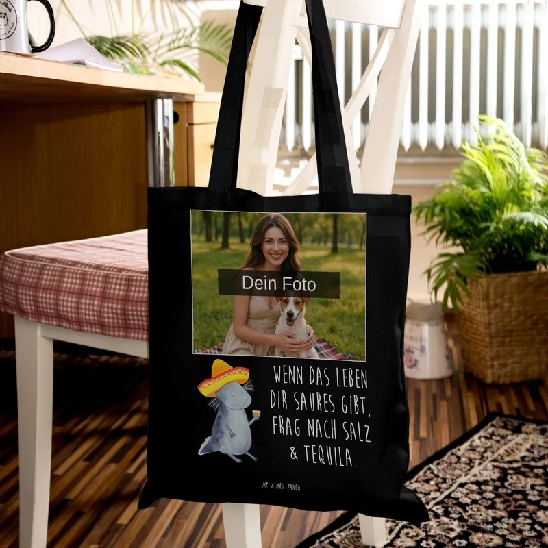 Personalisierte Foto Tragetasche Axolotl Tequila