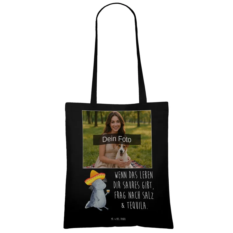 Personalisierte Foto Tragetasche Axolotl Tequila