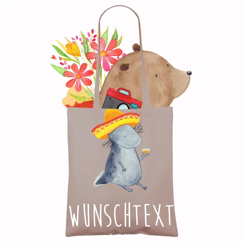 Personalisierte Foto Tragetasche Axolotl Tequila