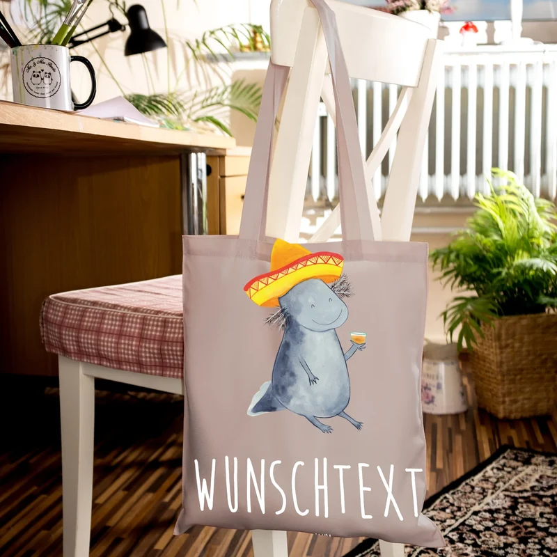 Personalisierte Foto Tragetasche Axolotl Tequila