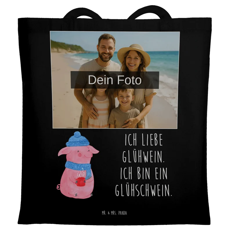 Personalisierte Foto Tragetasche Schwein Glühwein
