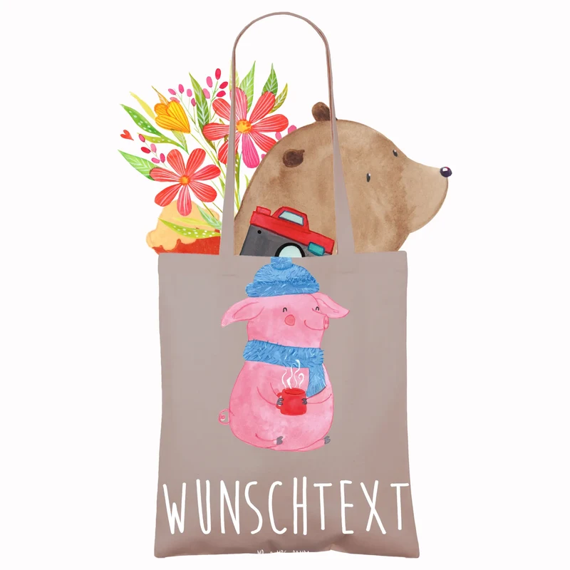 Personalisierte Foto Tragetasche Schwein Glühwein