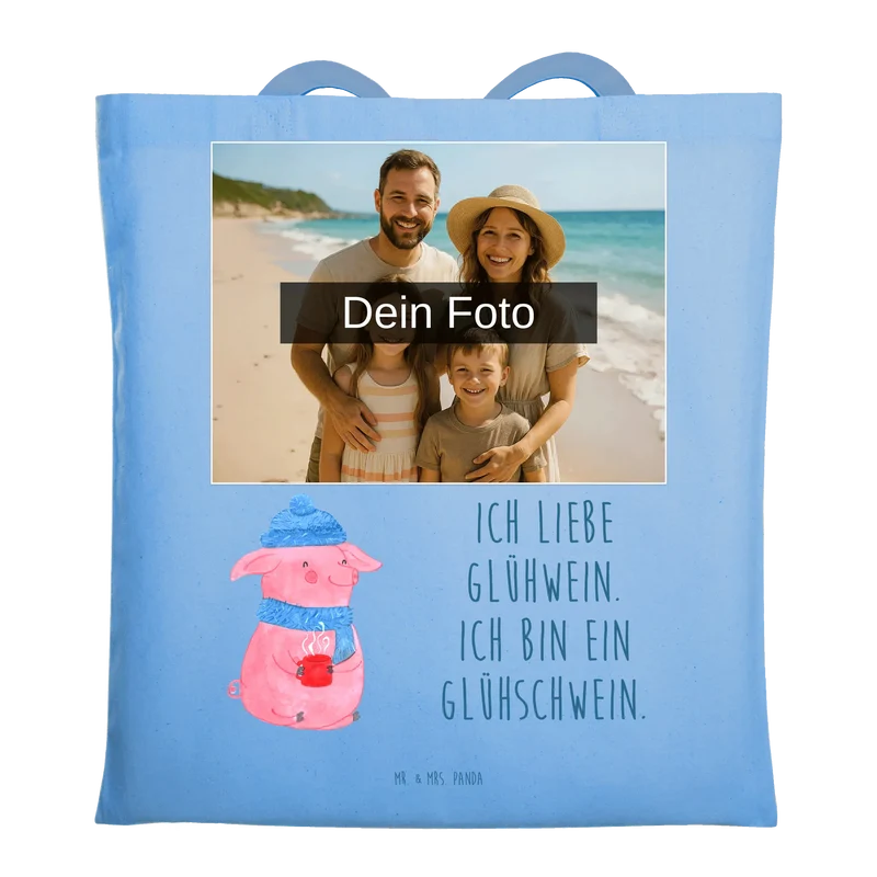 Personalisierte Foto Tragetasche Schwein Glühwein