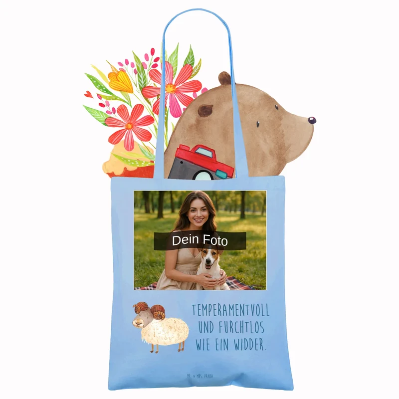Personalisierte Foto Tragetasche Sternzeichen Widder