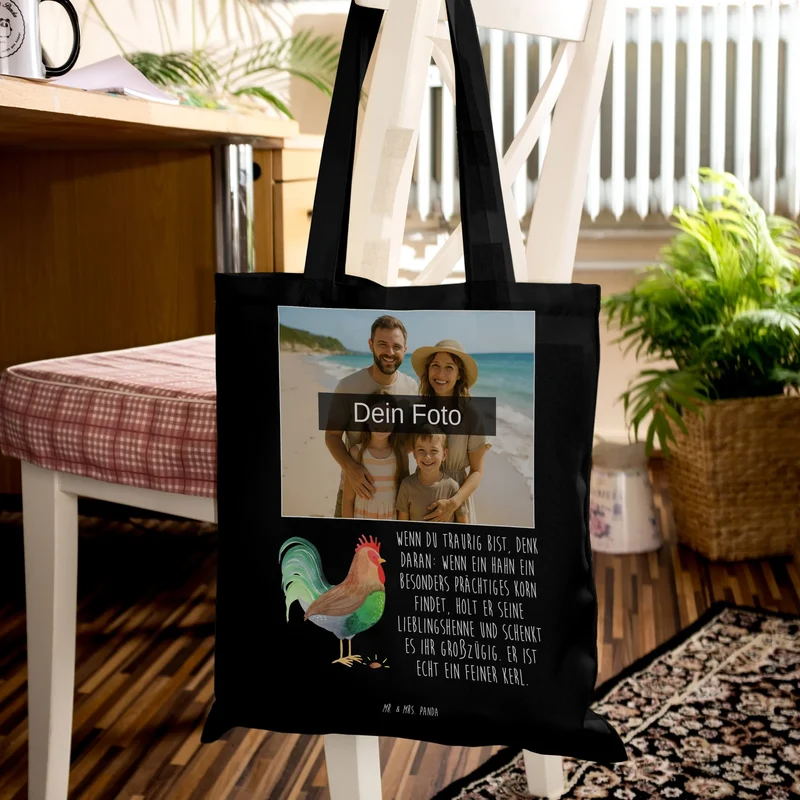 Personalisierte Foto Tragetasche Hahn Korn