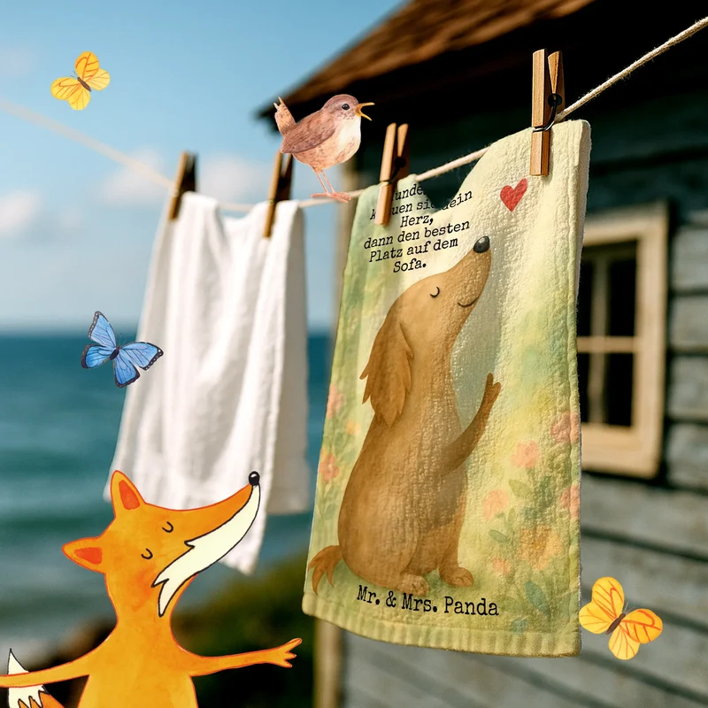 Gästehandtuch Hund Liebe Design