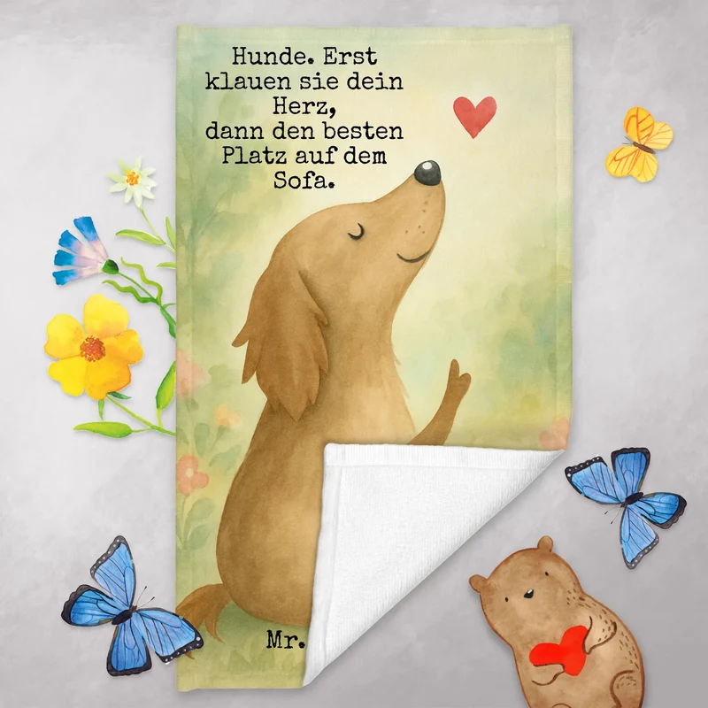 Gästehandtuch Hund Liebe Design