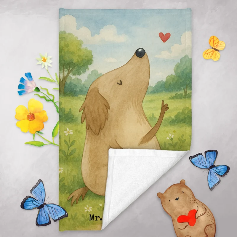 Gästehandtuch Hund Liebe Design