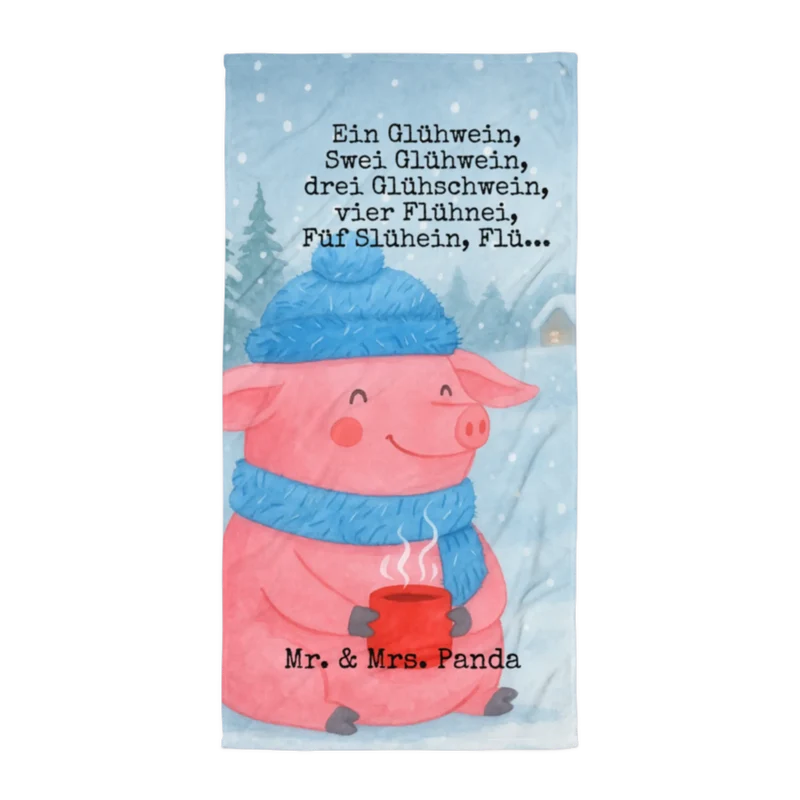 XL Badehandtuch Schweinchen Glühwein Design
