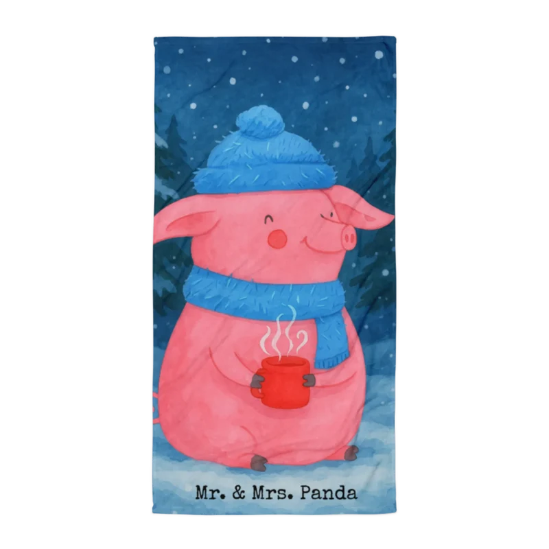 XL Badehandtuch Schweinchen Glühwein Design