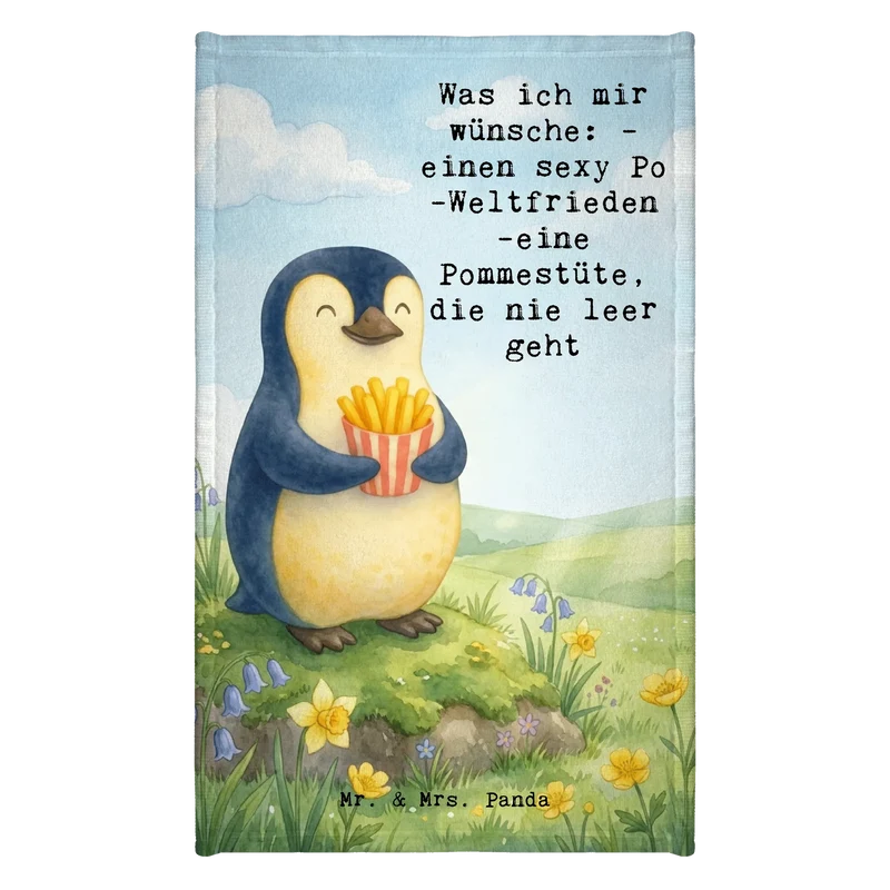 Gästehandtuch Pinguin Frühling Pommes Design