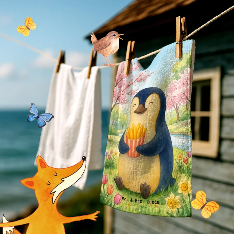 Gästehandtuch Pinguin Frühling Pommes Design